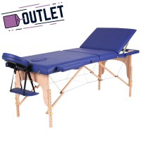Camilla plegable de madera Kinefis Wood Pro de tres cuerpos y ancho de 70 cm (Color azul) PRODUCTO DE EXPOSICIÓN - Outlet -